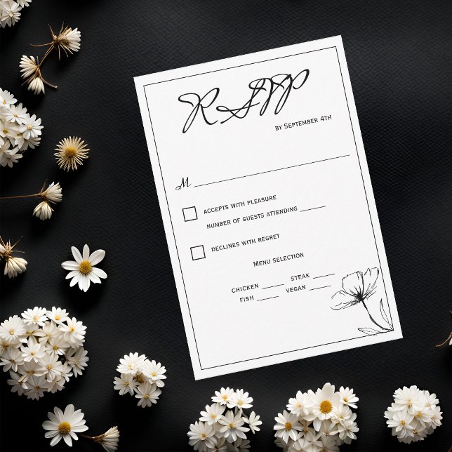 Black and White Elegant Wedding Meal Choice  RSVP Card (Creator Uploaded)