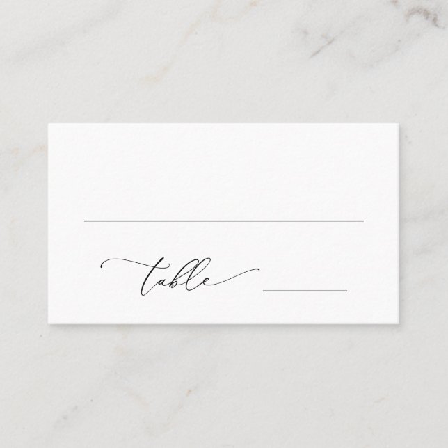 Black and White Elegant Wedding  Place Card (Front)