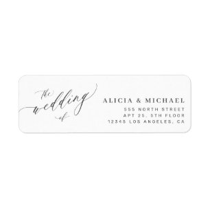 Black and white elegant wedding return address