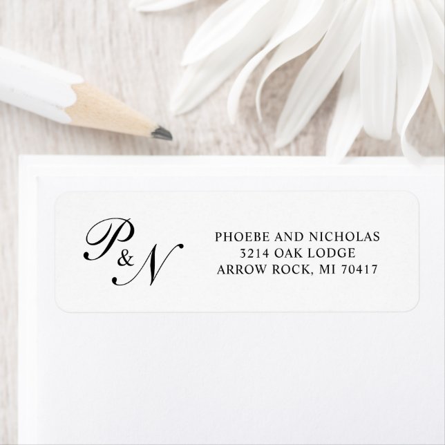 Black and White Elegant Wedding Return Address (Insitu)