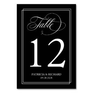 Black And White Elegant Wedding Table Number