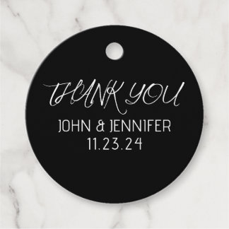 Black And White Elegant Wedding Thank You Favour Tags