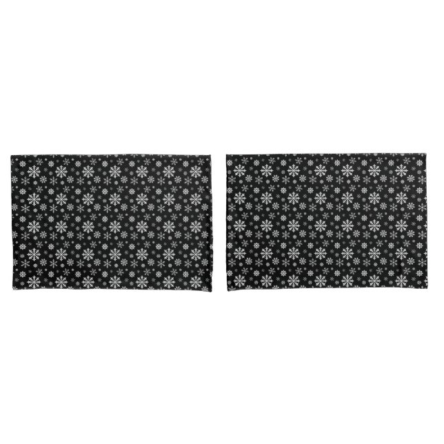 Black And White Elegant Winter Snowflake Pattern Pillowcase (Front-Set)
