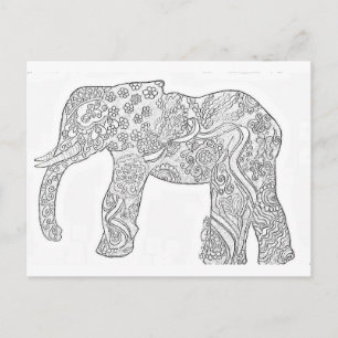 Black and White Elephant Design Postcard