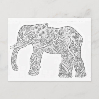 Black and White Elephant Design Postcard