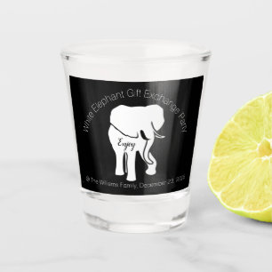 Black and White Elephant Gift Exchange Custom Text Shot Glass