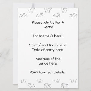 Black and White Elephant Pattern. Invitation