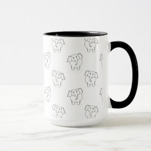 Black and White Elephant Pattern. Mug