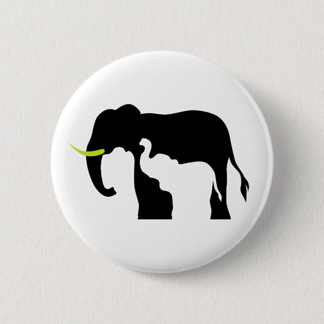 Black and White Elephants 6 Cm Round Badge (Front)