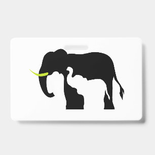 Black and White Elephants ID Badge