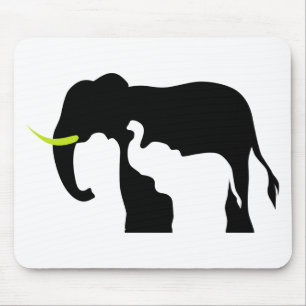 Black and White Elephants Mouse Mat