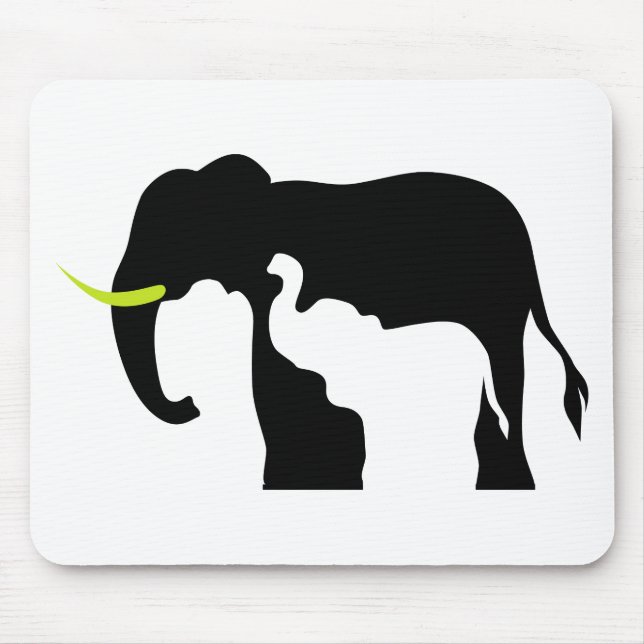 Black and White Elephants Mouse Mat (Front)