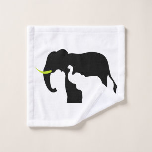 Black and White Elephants Wash Cloth
