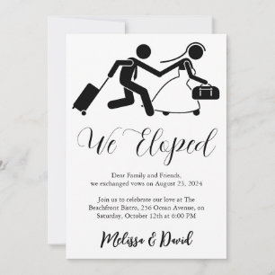 black and white elopement reception invitation