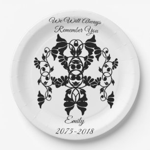 Black and White Embellishing Flowers for Funeral Paper Plate