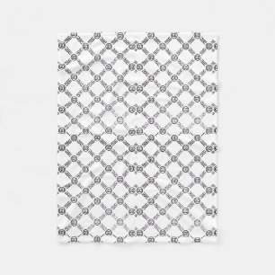 Black and White Emoji Geometric Pattern Fleece Bla Blanket
