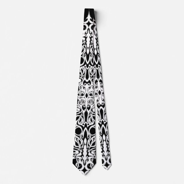 Black and White Empire Tribal Design Tie (Front)