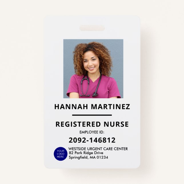 Black and White Employee Photo ID Hospital ID Badge (Front)