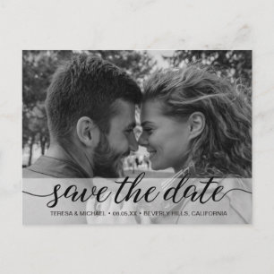 Black and White Enagement Photo Save the Date Postcard