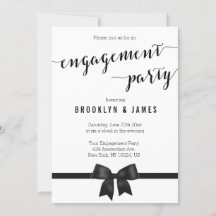 Black And White Engagement Party Invitations