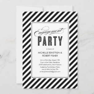 Black and White Engagement Party Invitations