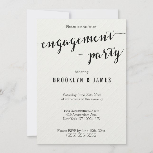 Black And White Engagement Party Invitations (Front)