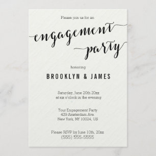Black And White Engagement Party Invitations