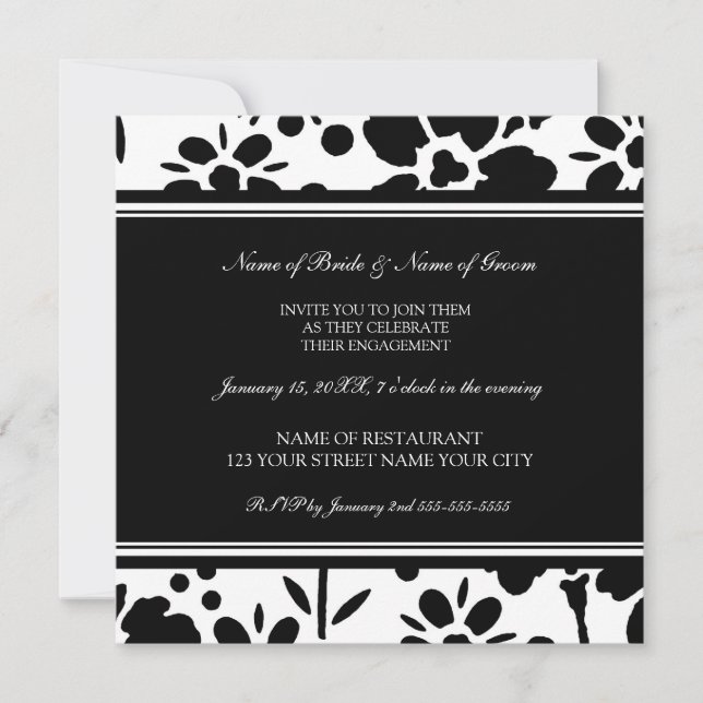 Black and White Engagement Party Invitations (Front)