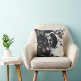Black and white English setter Cushion