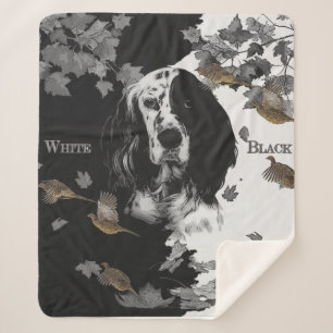 Black and white English setter Sherpa Blanket