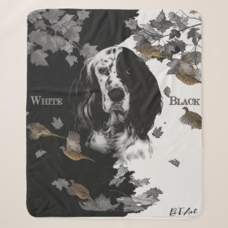 Black and white English setter Sherpa Blanket