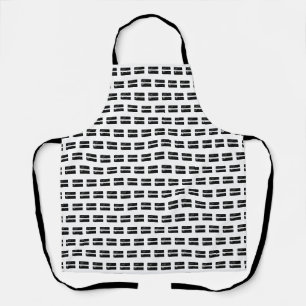 Black and White "Equals" Math Symbol Lino Cut Apron