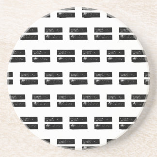 Black and White "Equals" Math Symbol Lino Cut Coaster