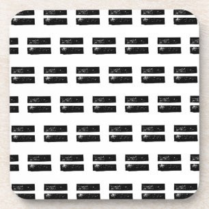 Black and White "Equals" Math Symbol Lino Cut Coaster