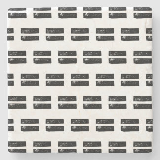 Black and White "Equals" Math Symbol Lino Cut Stone Coaster