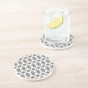 Black and white ethnic skate geometric pattern coaster