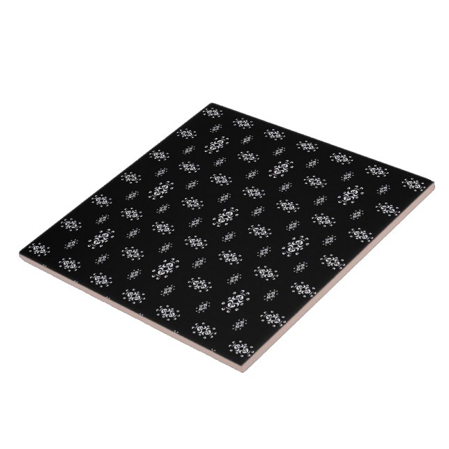 Black and White Ethnic Symbols Motif Pattern Tile (Side)