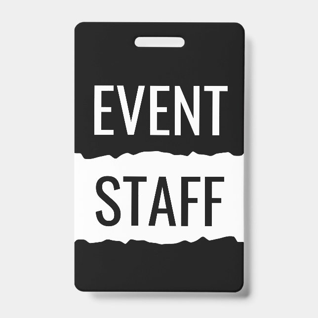 Black And White Event Staff Badges ID Badge (Front)