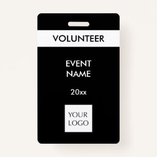Black and White Event Volunteer Logo Badge ID Badge