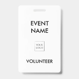Black and White Event Volunteer Logo ID Badge