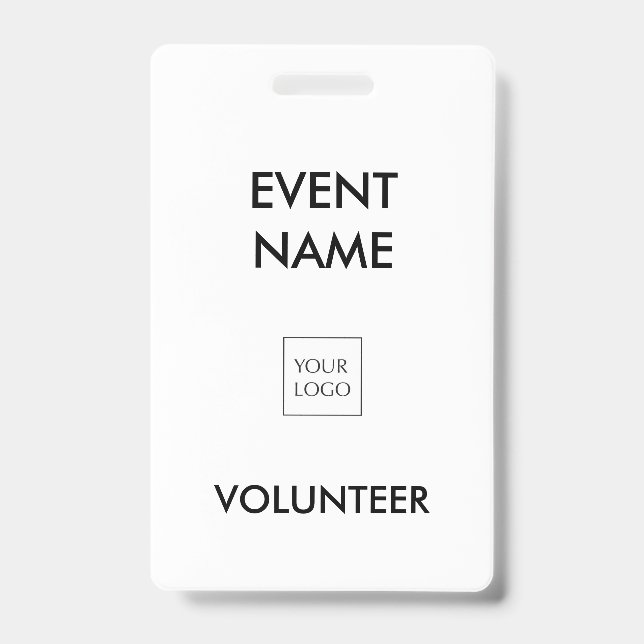 Black and White Event Volunteer Logo ID Badge (Front)