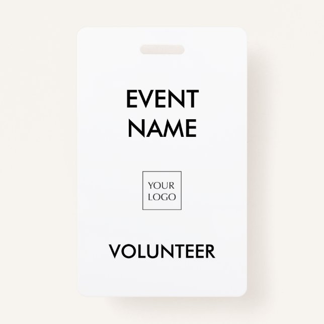 Black and White Event Volunteer Logo ID Badge (Front)