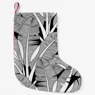 Black and white exotic plant and palm tree botanic small christmas stocking