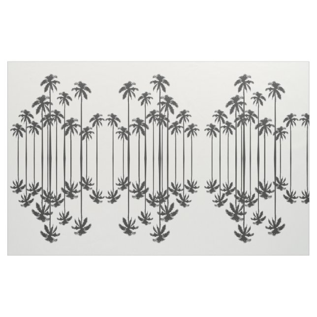 Black and White Exotic Tropical Palm Trees Fabric (Yard)