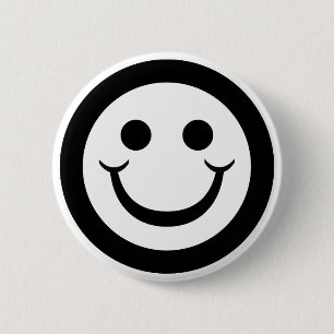 BLACK AND WHITE FACE 6 CM ROUND BADGE