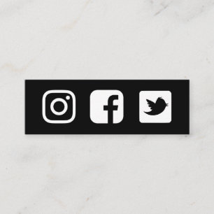 Black and White Facebook Instagram Twitter Mini Business Card