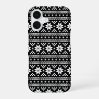 Black and White Fair Isle Christmas Sweater Print