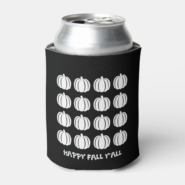 Black and White Fall Decor Pumpkins Can Cooler (Can Front)