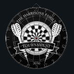 Black and White Family Custom Name Dartboard<br><div class="desc">Celebrate family fun with the Black and White Family Custom Name Dart Board. This sleek design features a monochrome palette, making it a timeless addition to your game room or recreational space. Personalise it with your family name to add a touch of individuality and charm. Perfect for casual play or...</div>