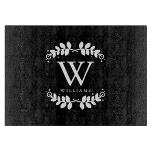 Black and White Family Monogram Cutting Board